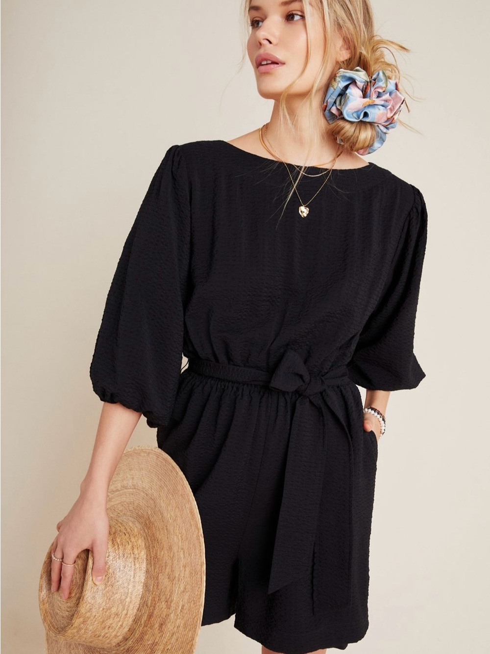 Anthropologie Francesca Balloon-Sleeve Romper